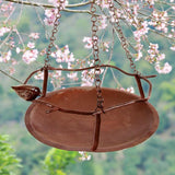 Bagpath Hanging Bird Feeder, sleek weather-resistant design, suspended from a tree branch, filled with birdseed, surrounded by vibrant songbirds, perfect for gardens and outdoor spaces"