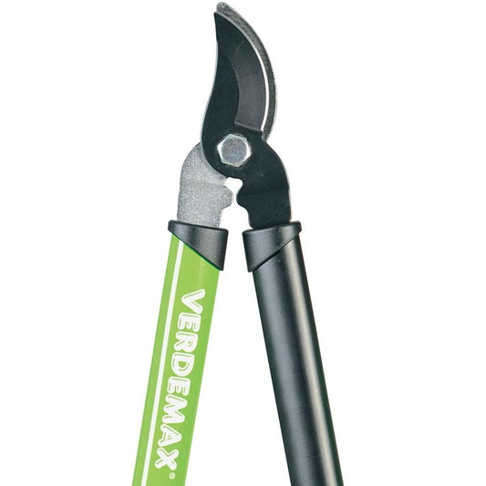 A pair of Verdemax Bypass Loppers featuring a green handle with the Verdemax logo, black cutting blades, and ergonomic non-slip grips in black and white. The loppers are designed for precise pruning and heavy-duty gardening tasks.