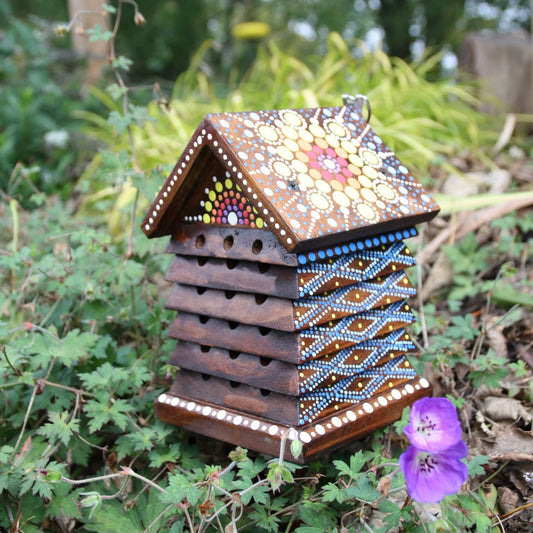 hand made and hand painted bee hotel, Artisan Bee Hotel - Bali Island Range