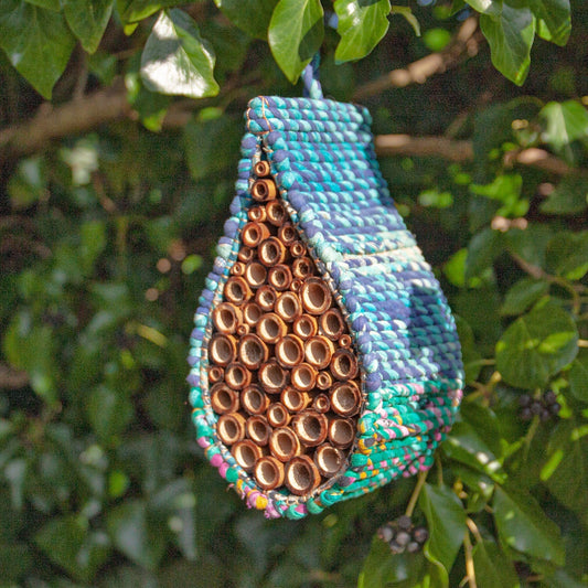 Hand made bee nester, hand painted insect hotel, Artisan Bee Nester