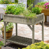 Image of the VegTrug Herb Garden showcasing its raised wooden design with eight pockets for growing fresh herbs in a patio setting.