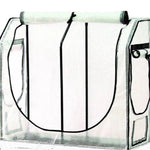 Image of the Wall Hugger Greenhouse Replacement Multi Cover installed on a greenhouse frame, available in small and medium sizes